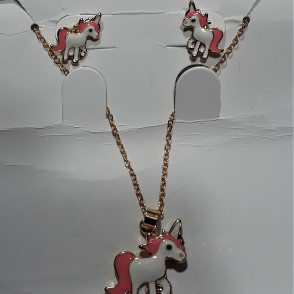 Cute Unicorn Pendant Necklace and Earrings Set - Picture 7 of 7